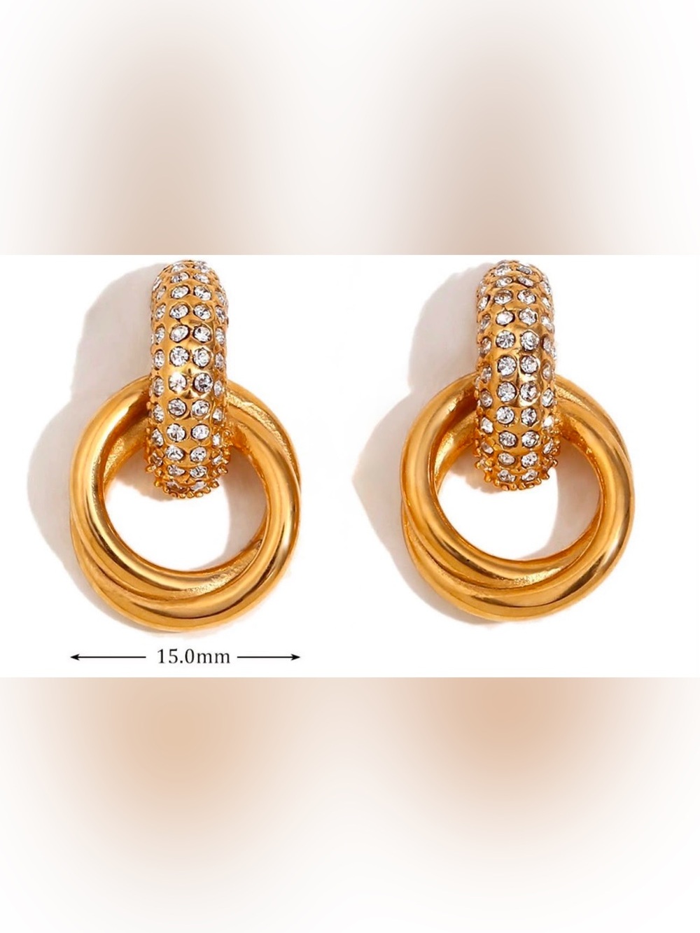 Crystal-Embellished Gold Hoop Drop Earrings for Women
